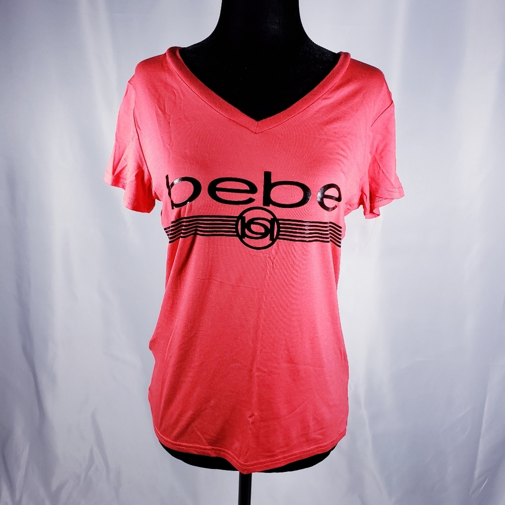Bebe Sport V-Neck Logo Screen Tee. - Picture 3 of 6